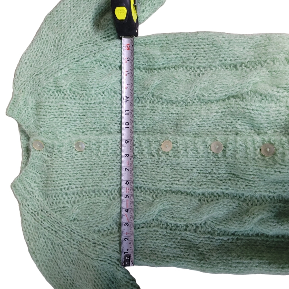Vintage Mohair Knitwear Cozy Casual Chic style Spearmint Button up Knit cardigan - Picture 8 of 10